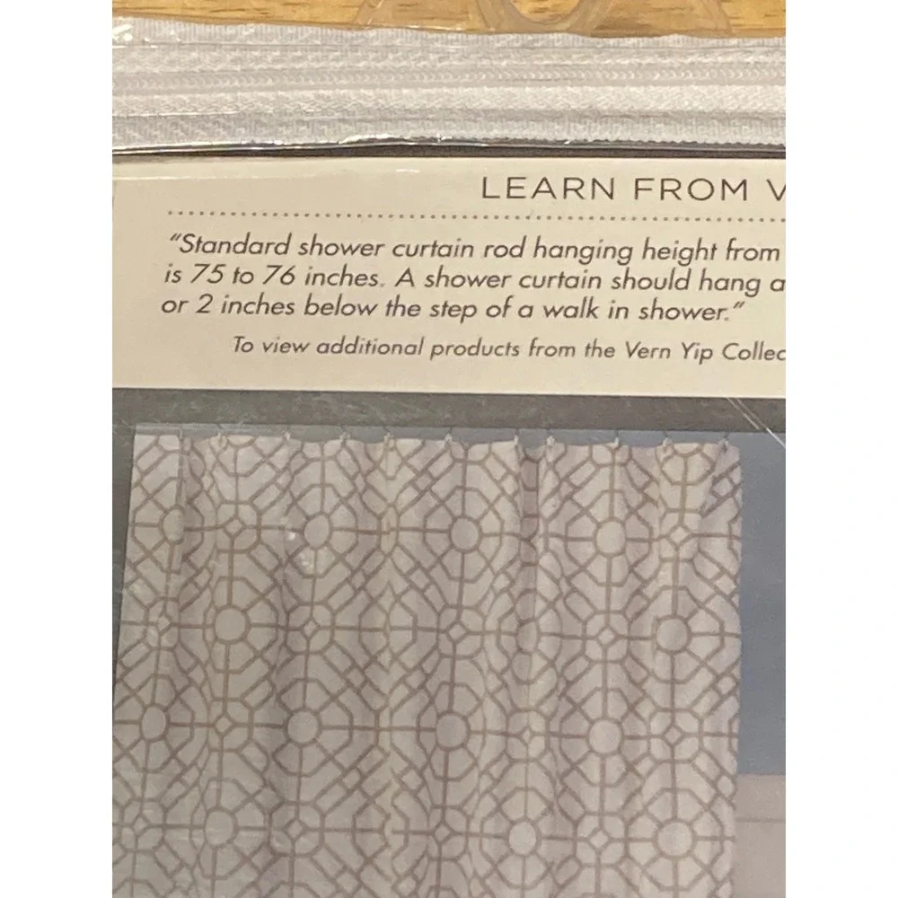 Vern Yip SKL Home Bamboo Lattice Shower Curtain Tan White 70x72 New